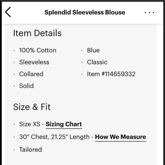 Splendid sleeveless blouse xs royal blue - Picture 3 of 3